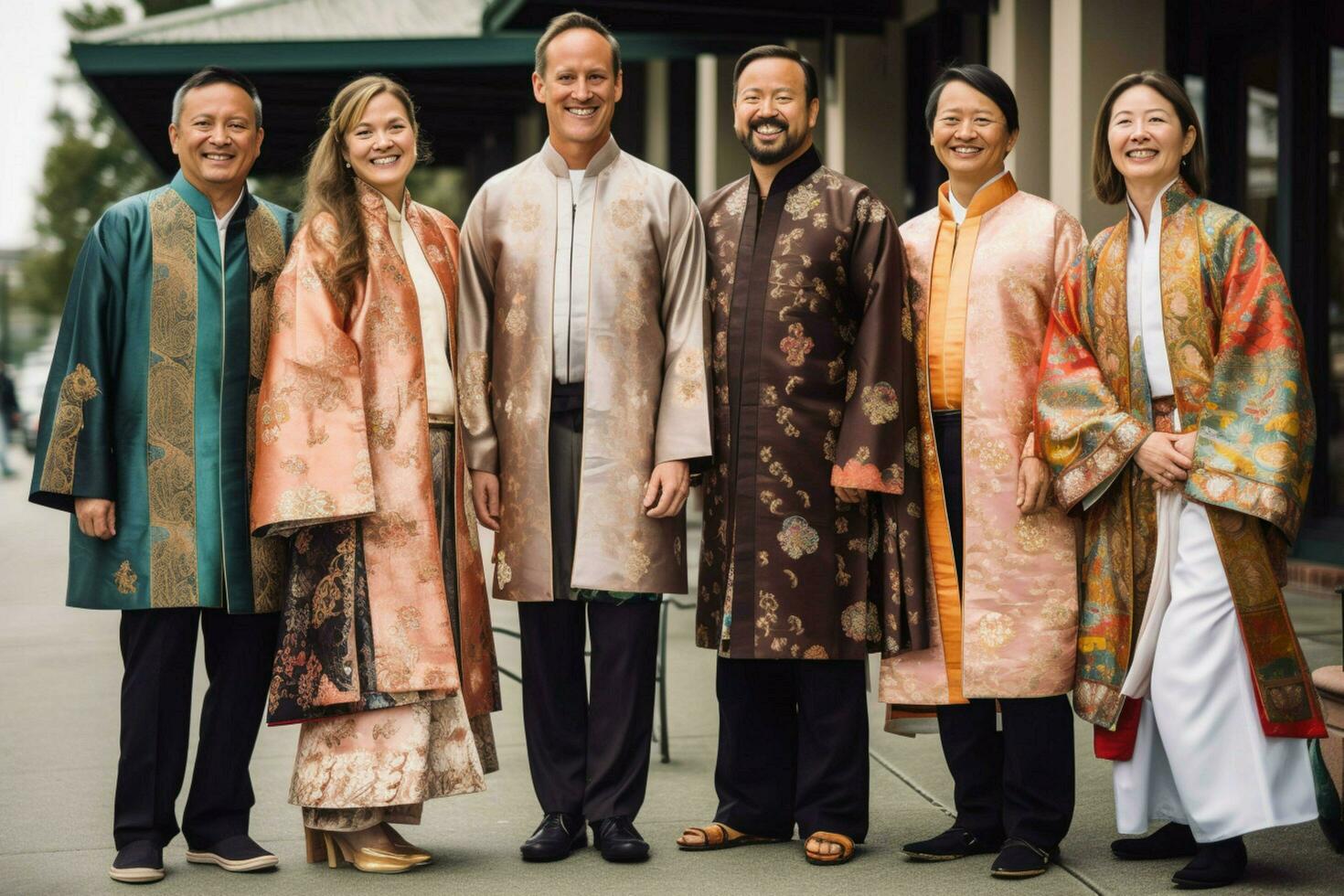 groep van professionals in traditioneel kleding sm foto