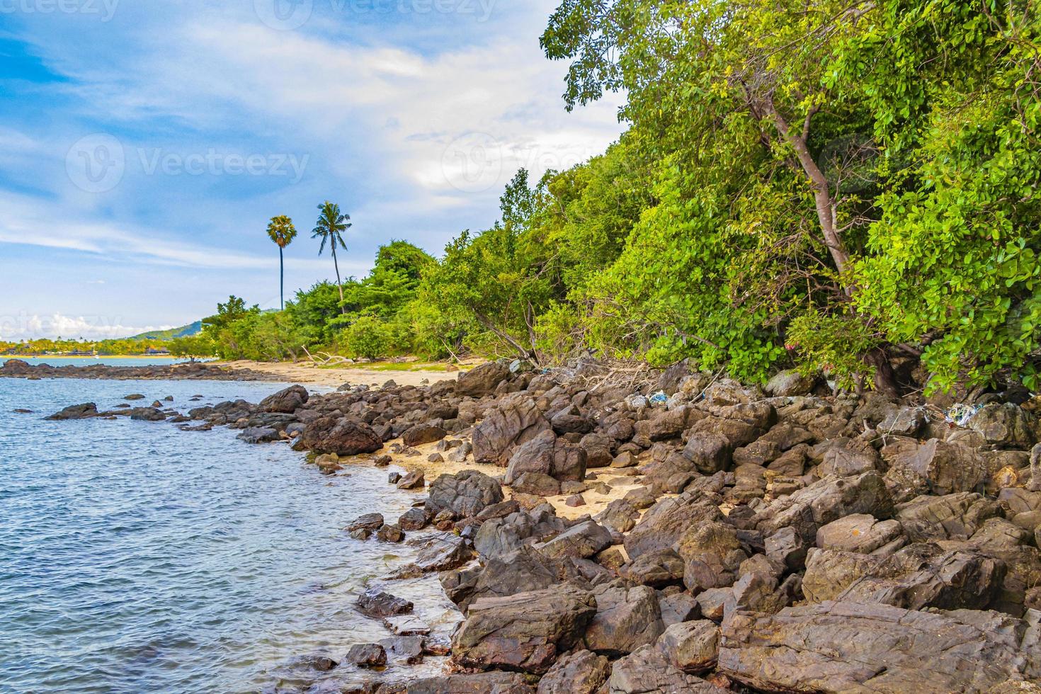 koh samui eiland strand kust rotsen bos landschap panorama thailand. foto