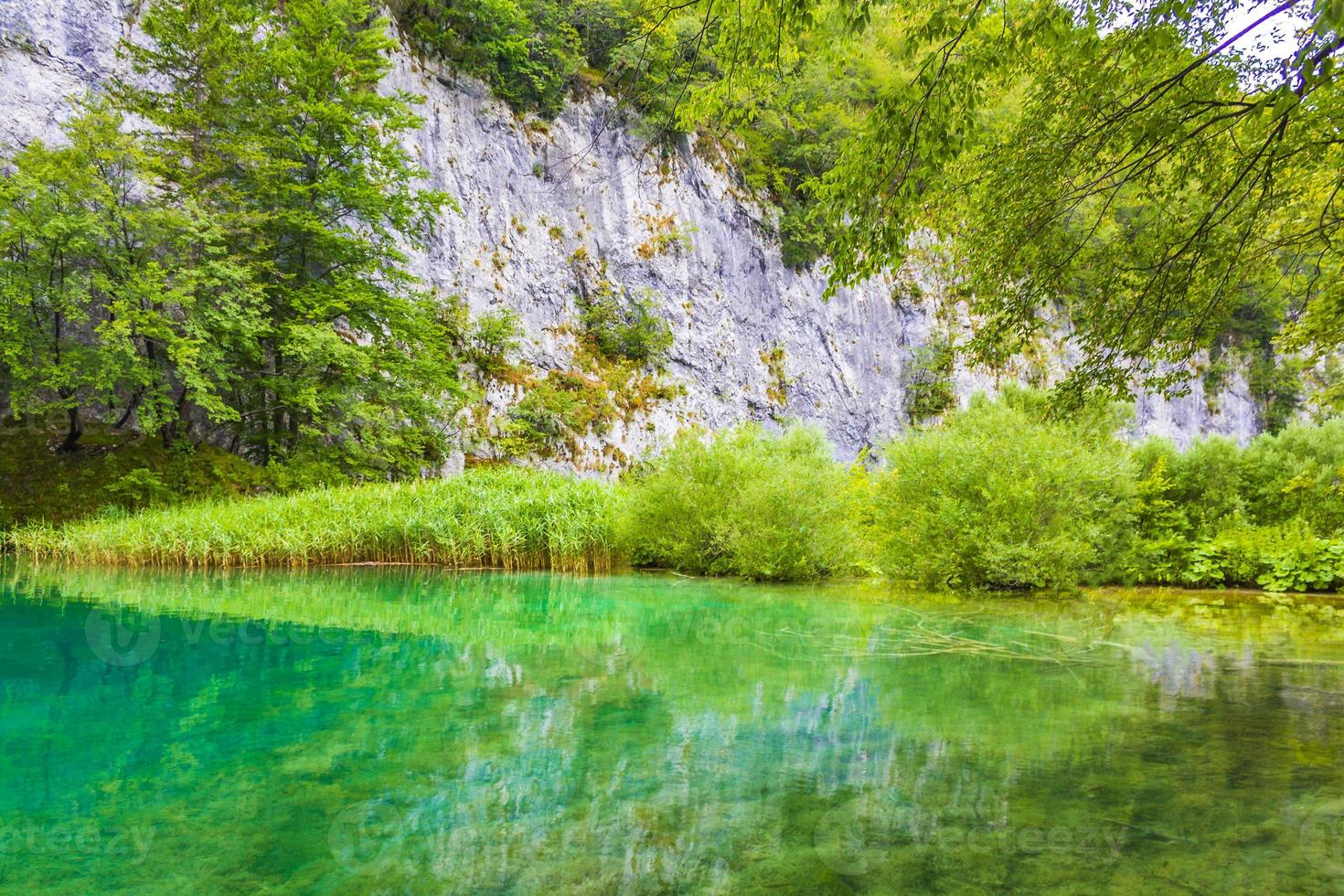 plitvice meren nationaal park landschap turquoise water in kroatië. foto
