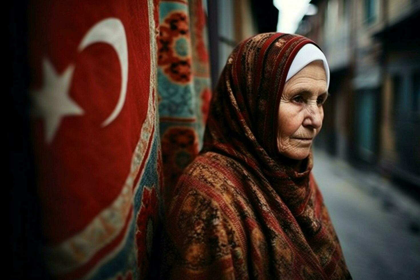 Turk vrouw Turks stad foto
