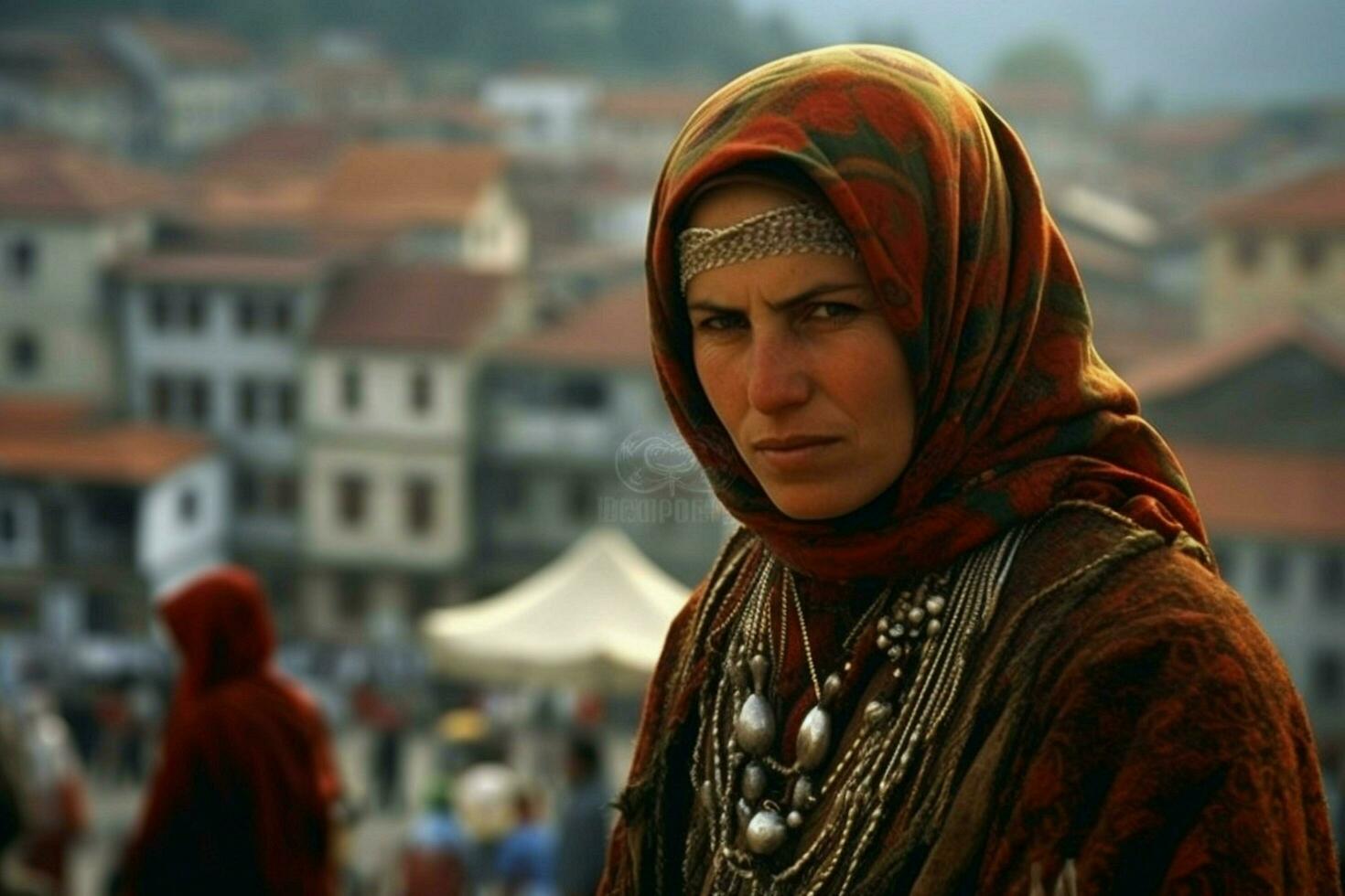 Turk vrouw Turks stad foto