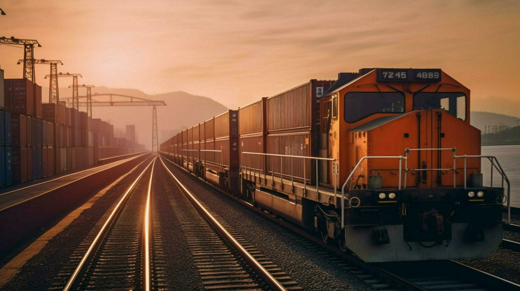 een trein draag- lading containers foto