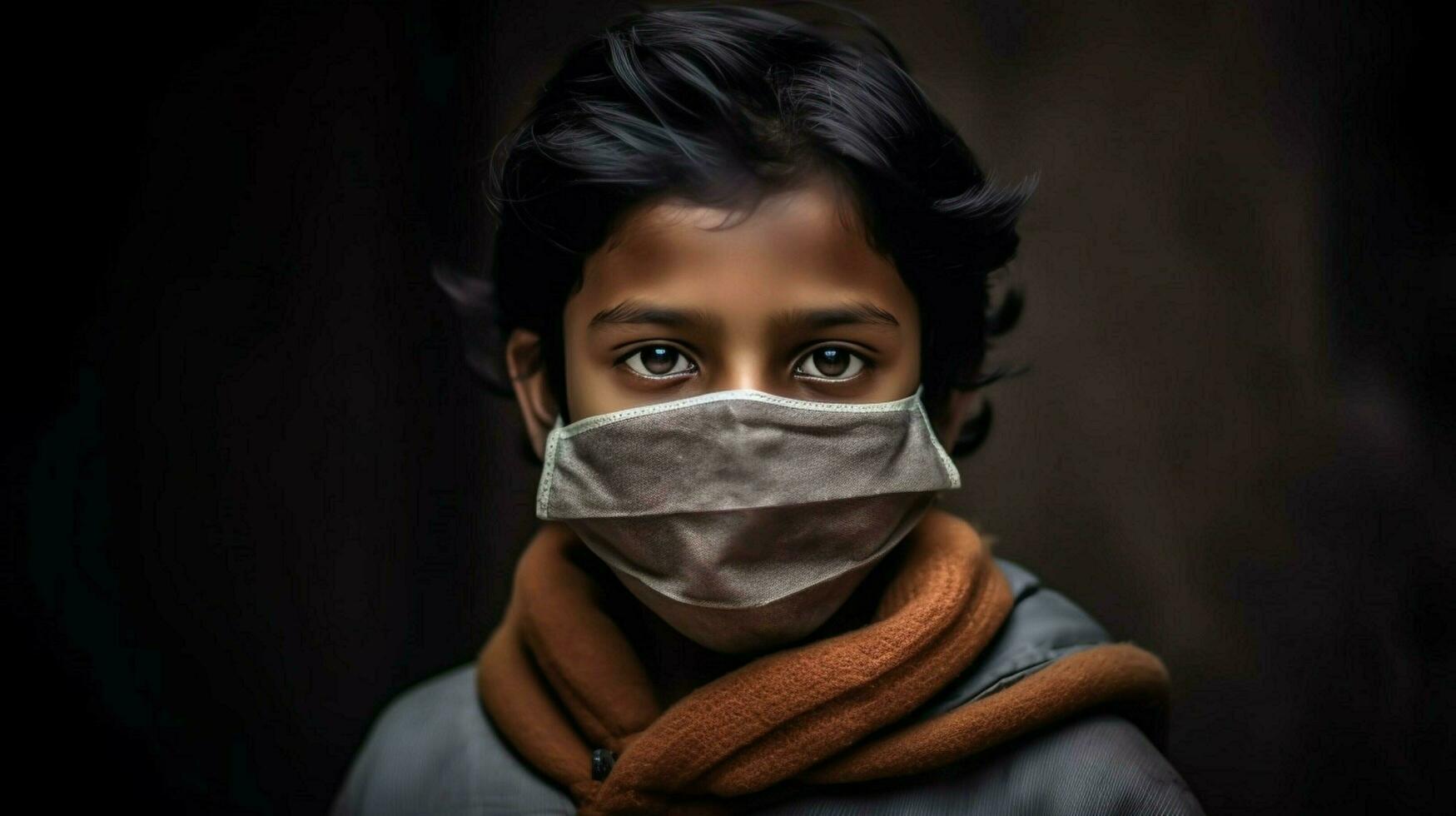 een Indisch jongen vervelend beschermend masker covid 19 ma foto