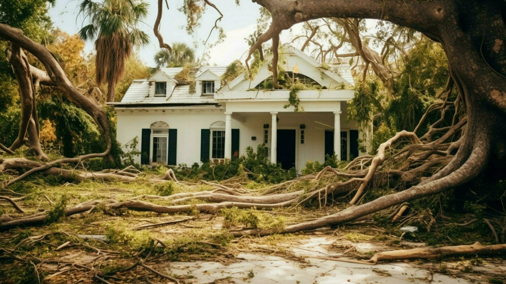 grond in de omgeving van huis na orkaan is gevulde foto