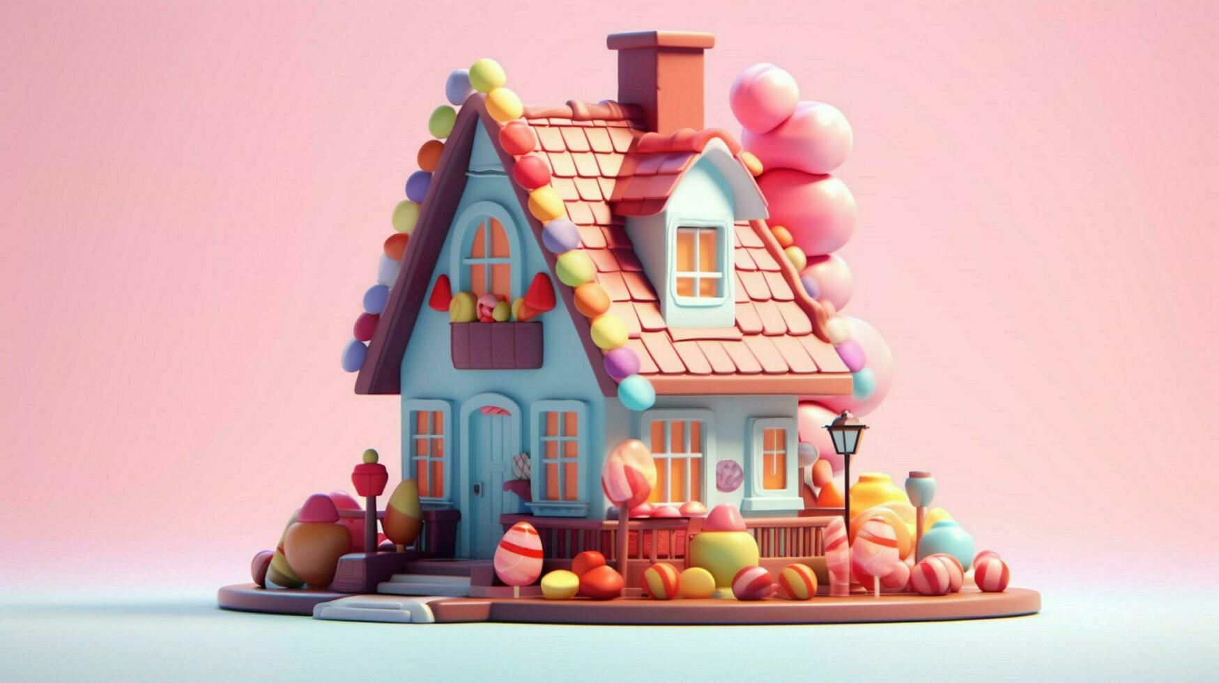 een luxe snoep huis met snoepgoed en chocola toetje foto