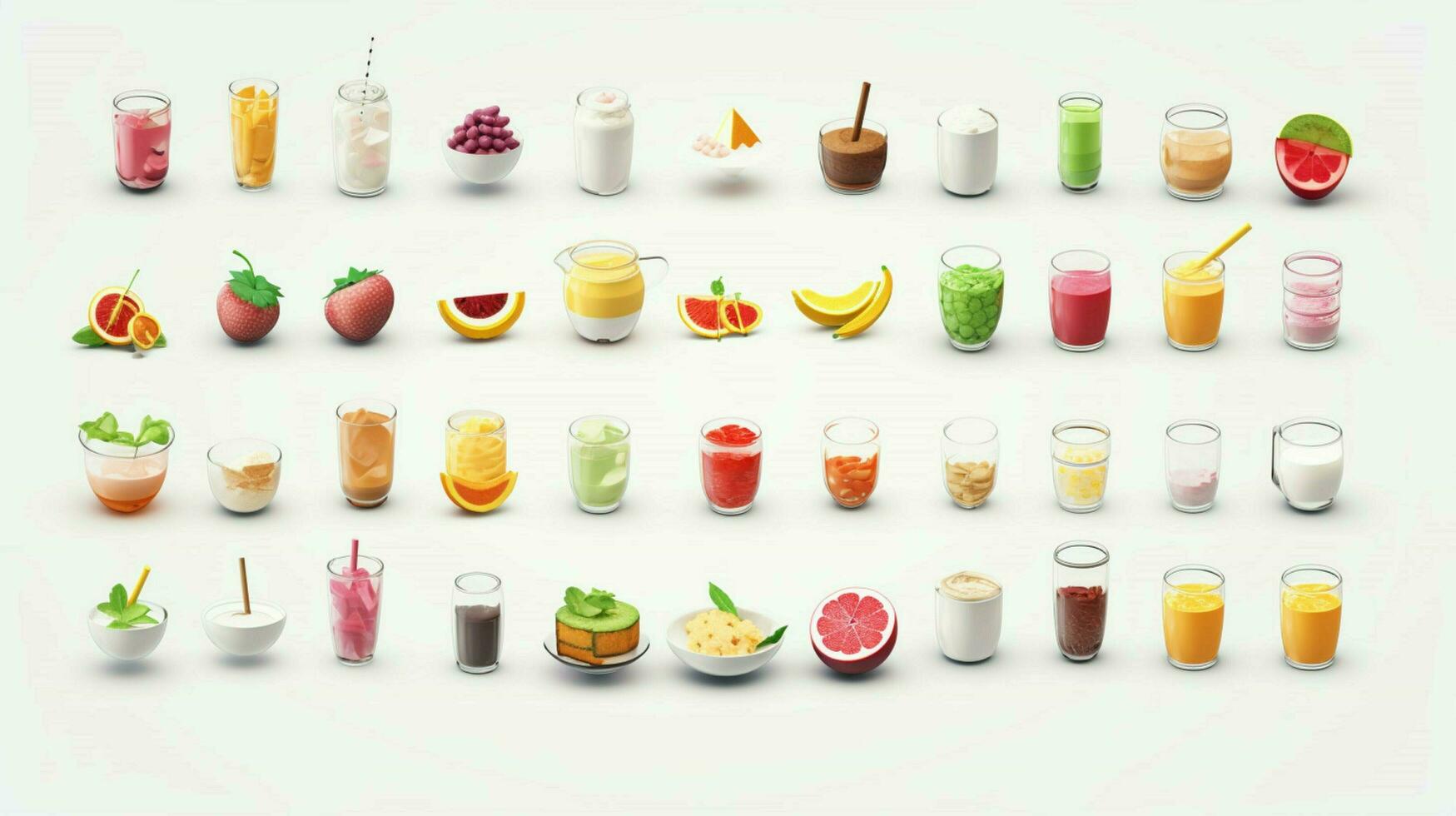 kleurrijk 3d icoon sets van voedsel en drank indust foto