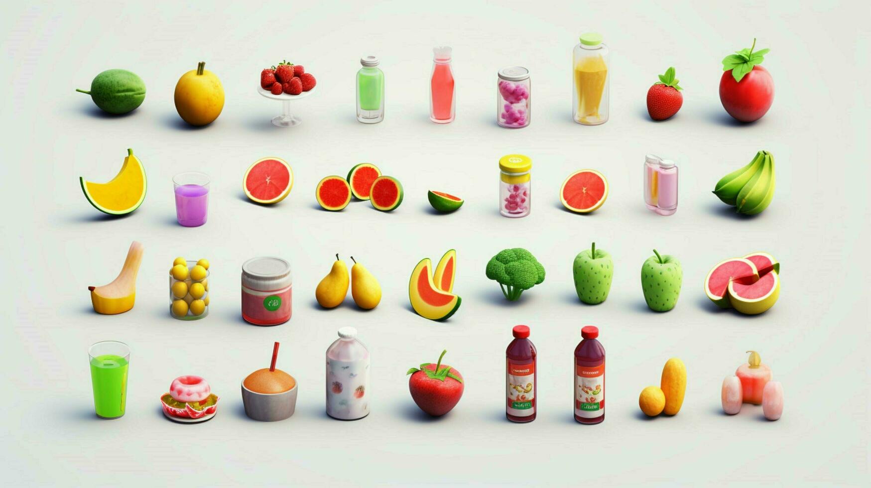 kleurrijk 3d icoon sets van voedsel en drank indust foto