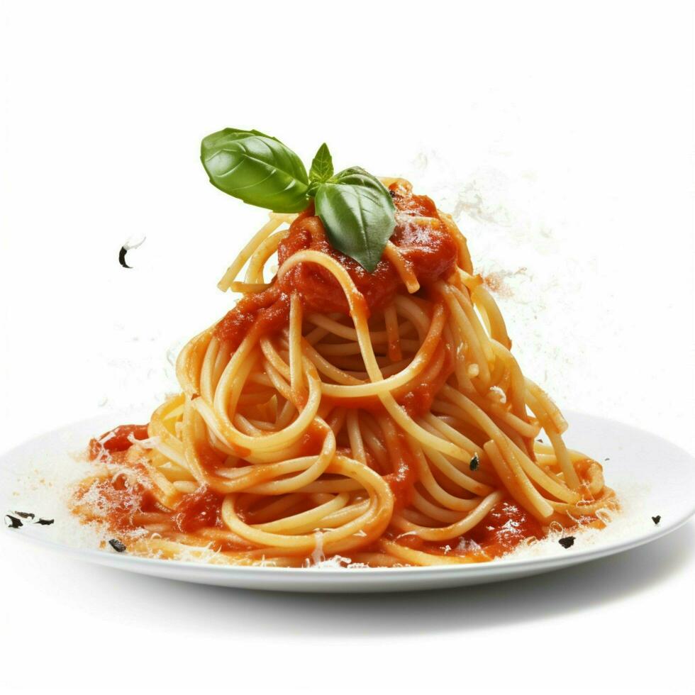spaghetti met wit achtergrond hoog kwaliteit ultra foto