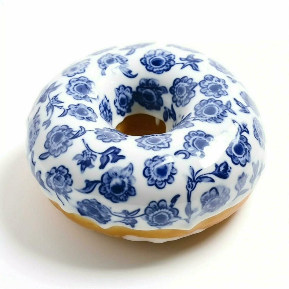 blauw Delft bloemen afdrukken donut suikerglazuur voedsel fotograaf foto