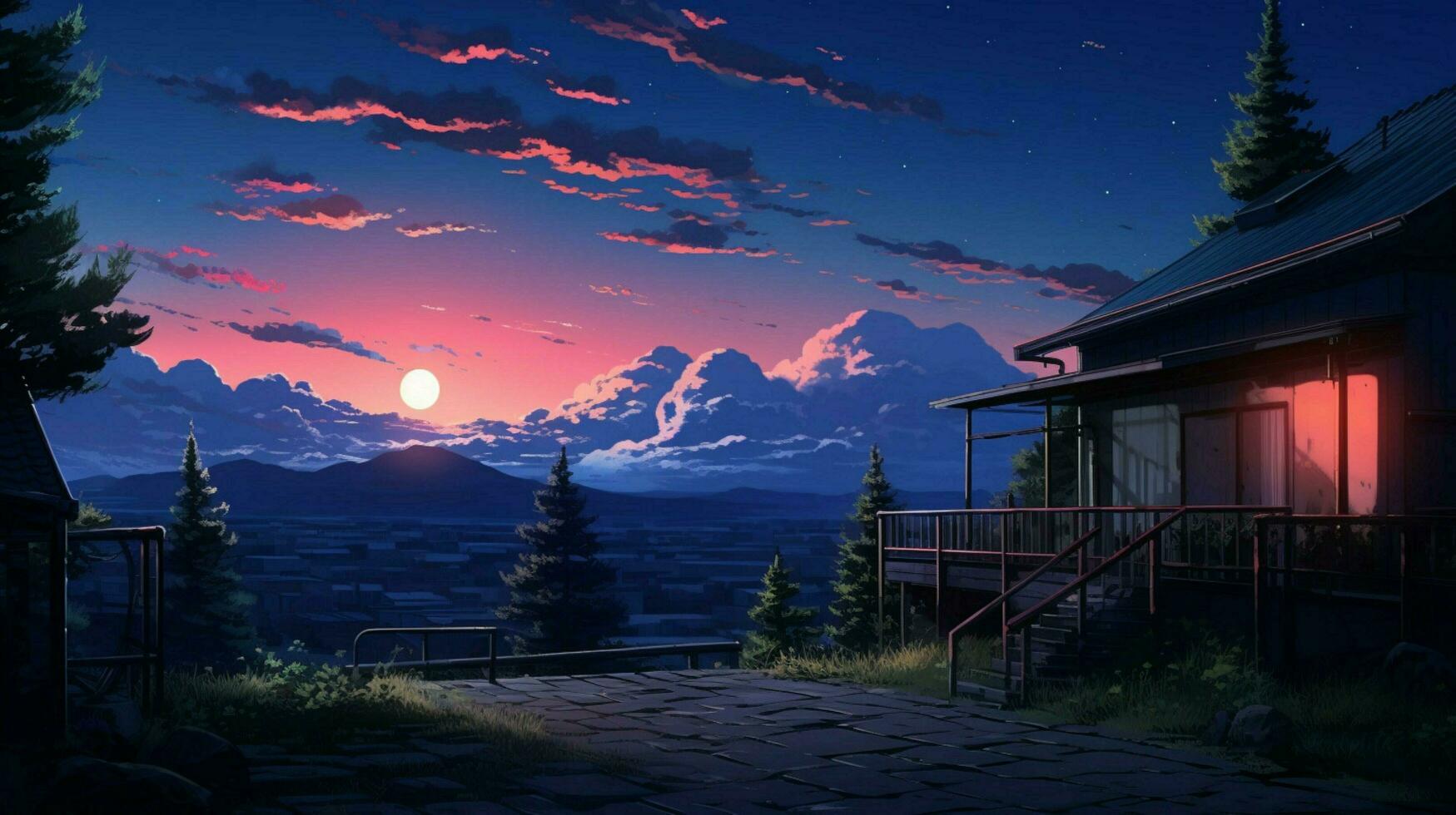 rustgevend anime achtergrond hoog kwaliteit foto