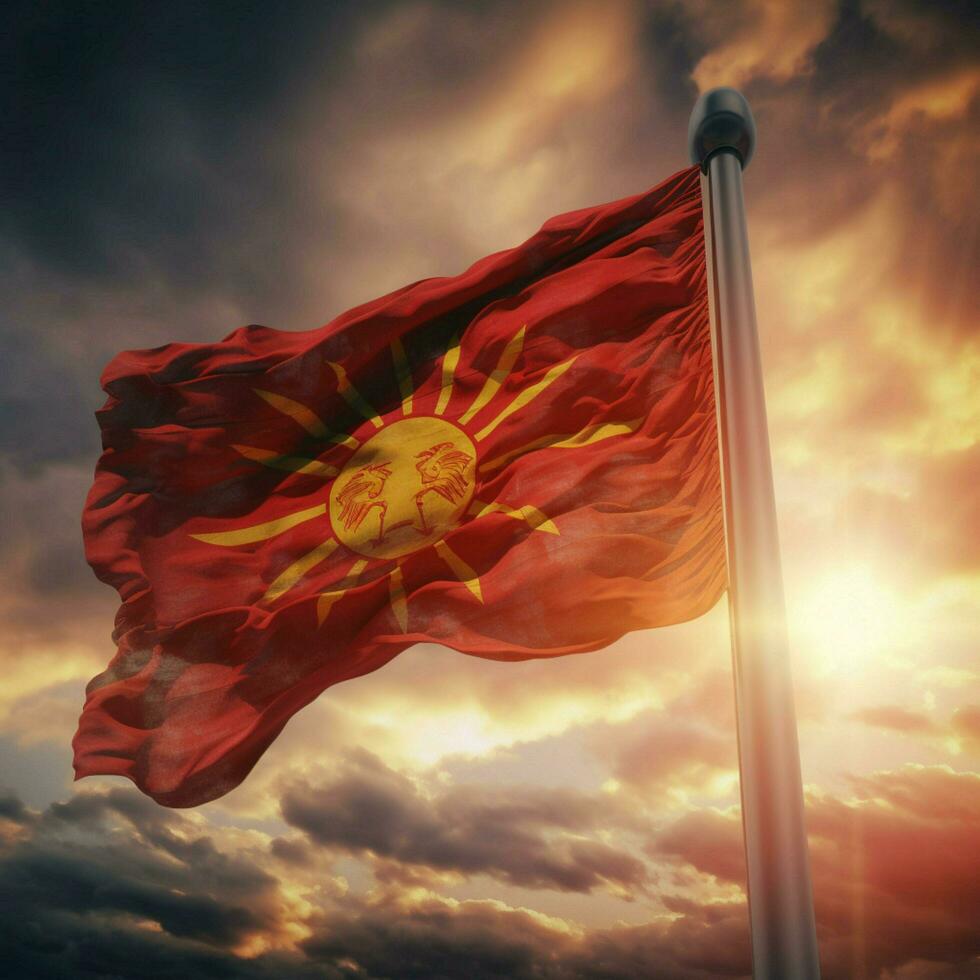 vlag van noorden Macedonië hoog kwaliteit 4 foto