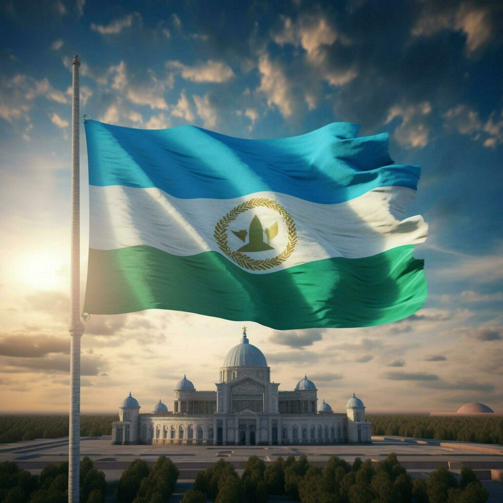 vlag van Oezbekistan hoog kwaliteit 4k ult foto
