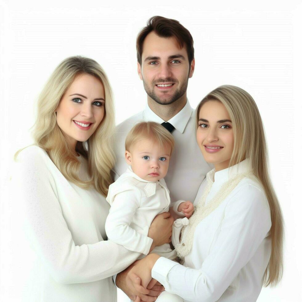 gelukkig nieuw jaar familie met wit achtergrond hoog foto