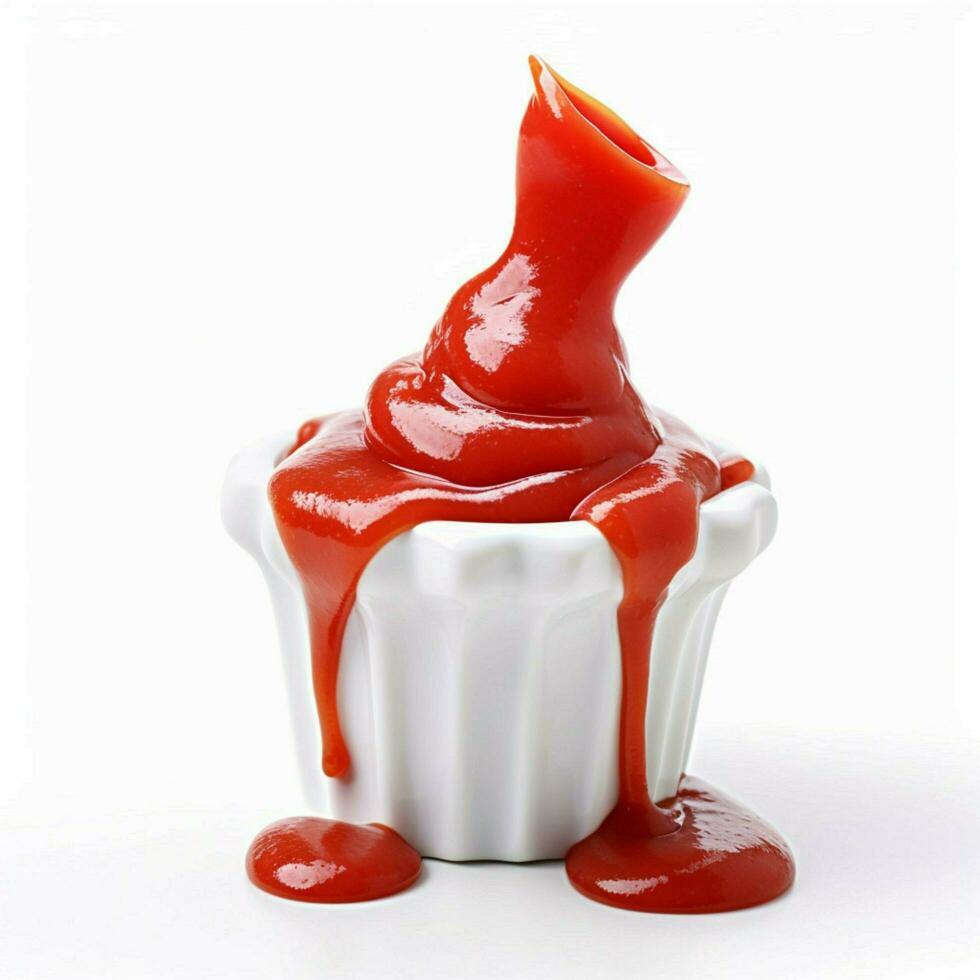 ketchup met wit achtergrond hoog kwaliteit ultra hd foto
