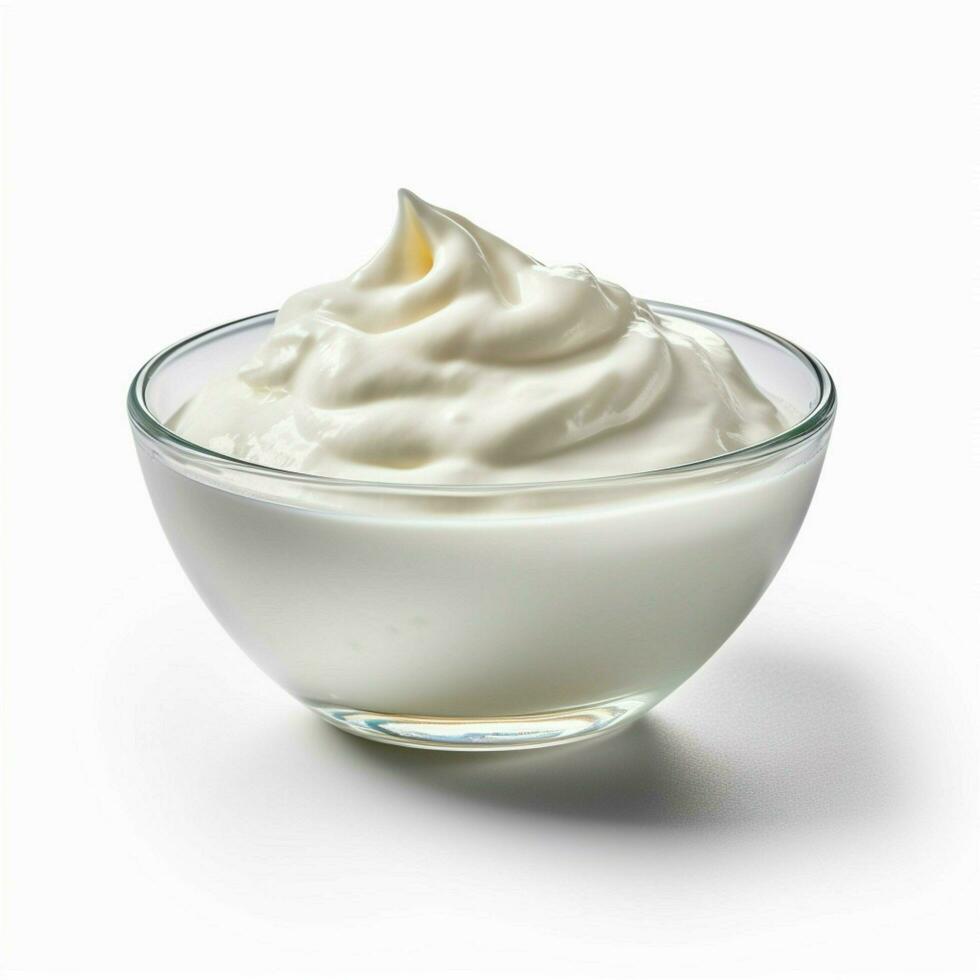 foto van yoghurt met Nee achtergrond met wit achtergrond