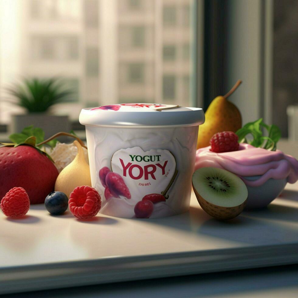 Product schoten van yoghurt hoog kwaliteit 4k ultra hd foto