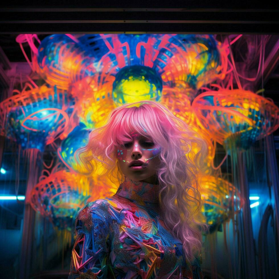 een zintuiglijk explosie van neon extase foto