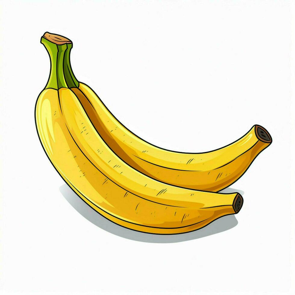 banaan 2d tekenfilm vector illustratie Aan wit achtergrond foto