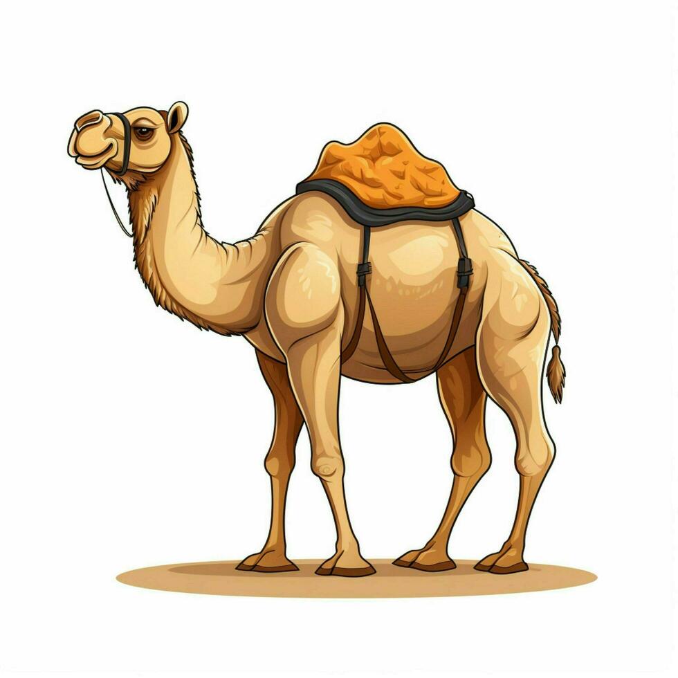 kameel 2d tekenfilm vector illustratie Aan wit achtergrond h foto