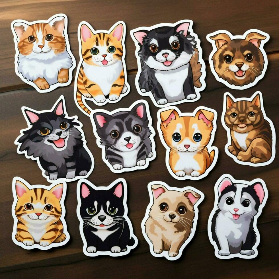 charmant en schattig kat en hond stickers foto