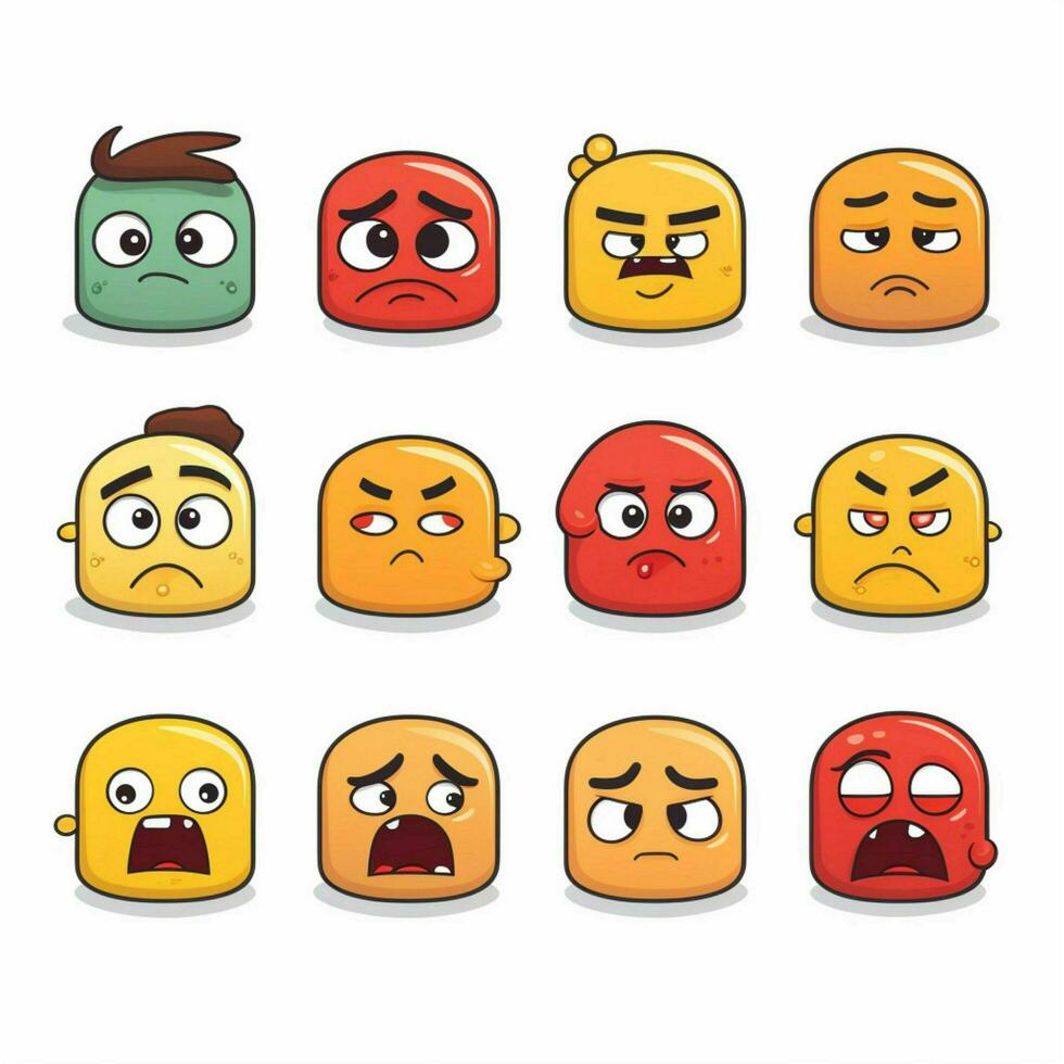 bezorgd gezichten emoji's 2d tekenfilm vector illustratie Aan w foto