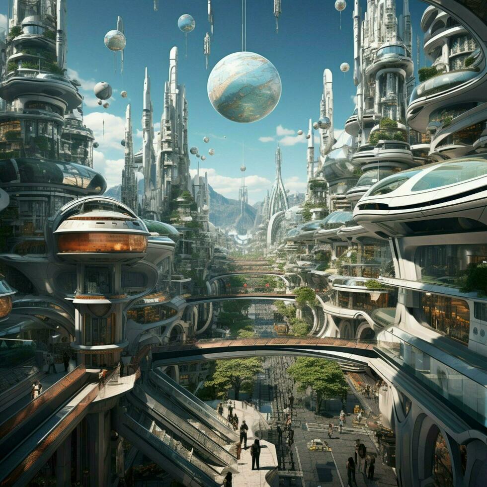 creëren een zichtbaar verhaal van een futuristische Utopia foto