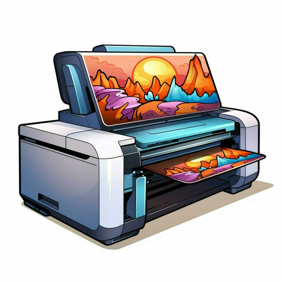 inkjet printer 2d tekenfilm illustraton Aan wit achtergrond foto