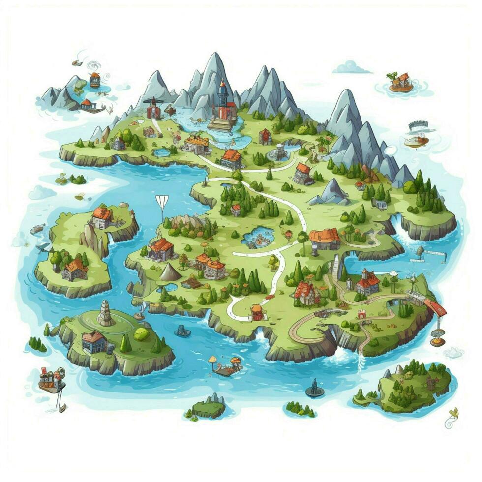 kaart 2d tekenfilm vector illustratie Aan wit achtergrond hoog foto