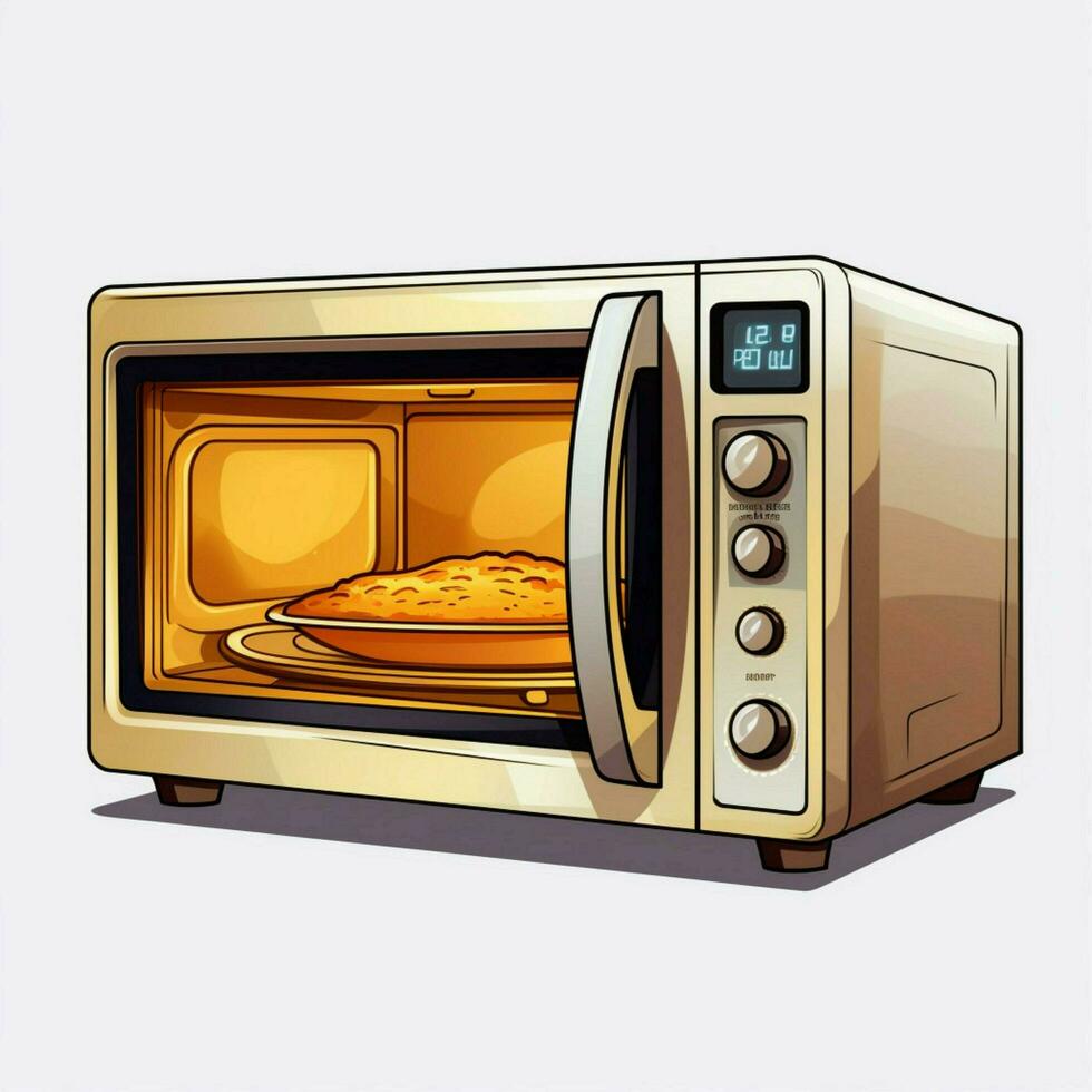 magnetronoven oven 2d tekenfilm illustraton Aan wit achtergrond foto