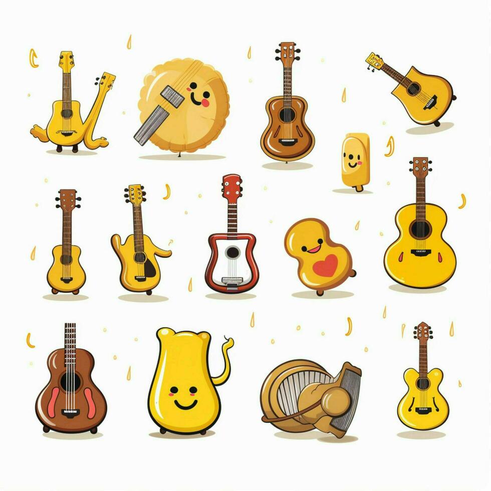 musical instrument emoji's 2d tekenfilm vector illustratie O foto