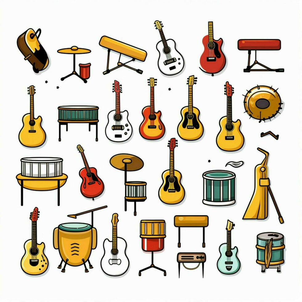 musical instrument emoji's 2d tekenfilm vector illustratie O foto