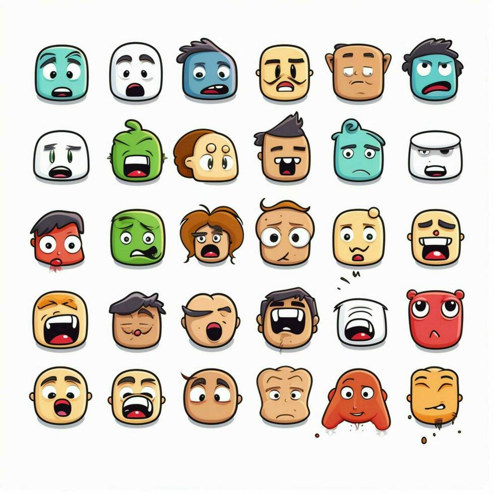 neutrale gezichten emoji's 2d tekenfilm vector illustratie Aan whi foto