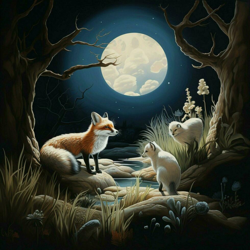 nachtelijk dieren verkennen de wereld onder de maanlicht foto