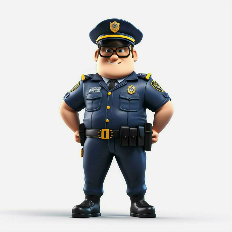 Politie officier 2d tekenfilm illustraton Aan wit achtergrond foto