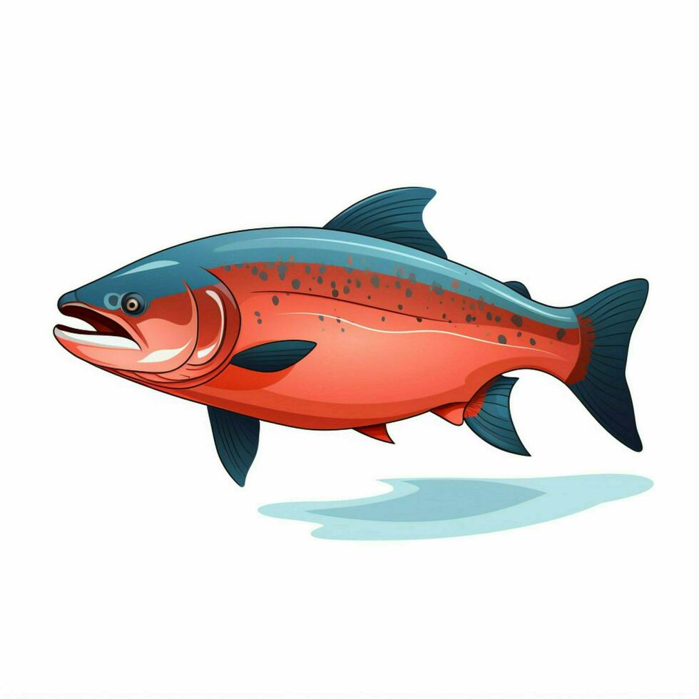 Zalm 2d tekenfilm vector illustratie Aan wit achtergrond foto