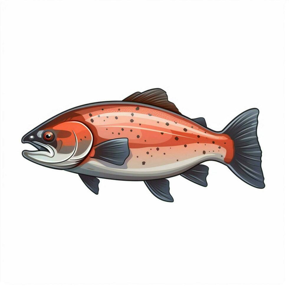 Zalm 2d tekenfilm vector illustratie Aan wit achtergrond foto