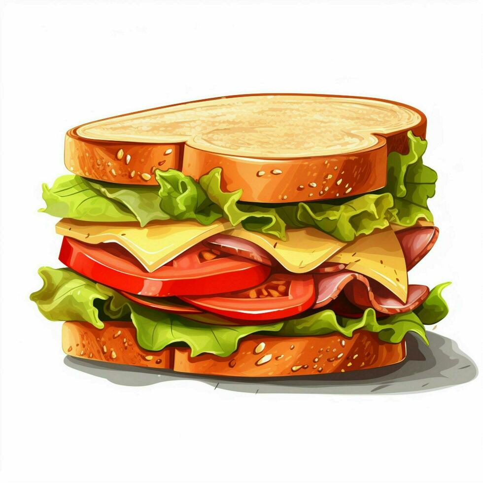 belegd broodje 2d tekenfilm vector illustratie Aan wit pagina foto