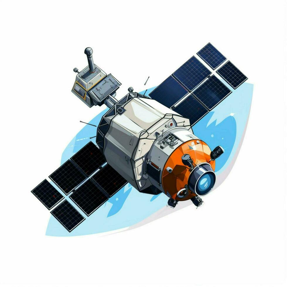 satelliet 2d tekenfilm vector illustratie Aan wit backgrou foto