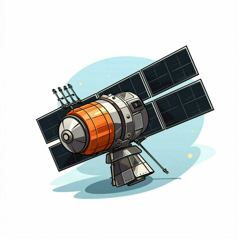 satelliet 2d tekenfilm vector illustratie Aan wit backgrou foto