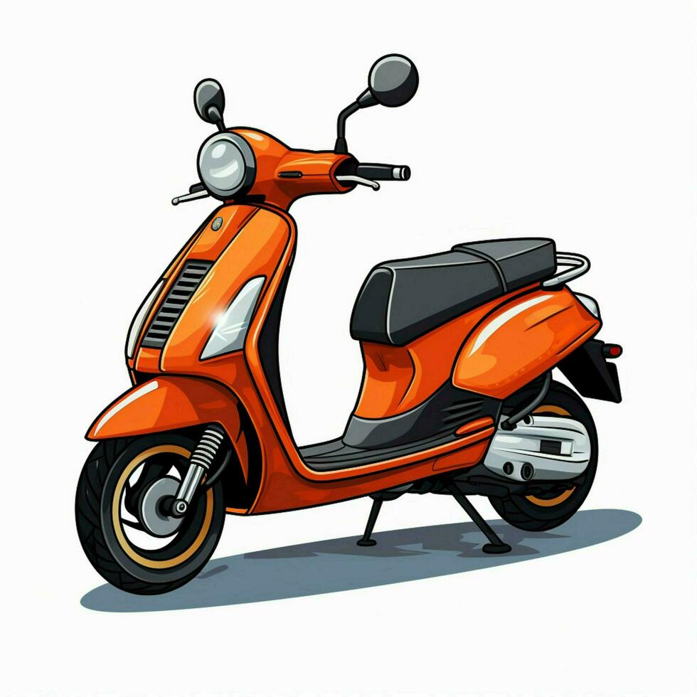 scooter 2d tekenfilm vector illustratie Aan wit achtergrond foto