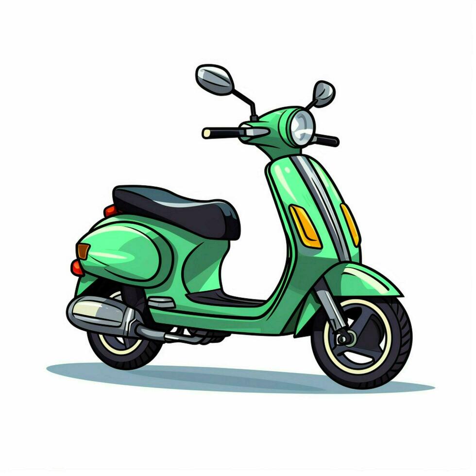 scooter 2d tekenfilm vector illustratie Aan wit achtergrond foto