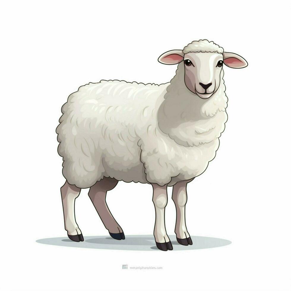 schapen 2d tekenfilm vector illustratie Aan wit achtergrond h foto