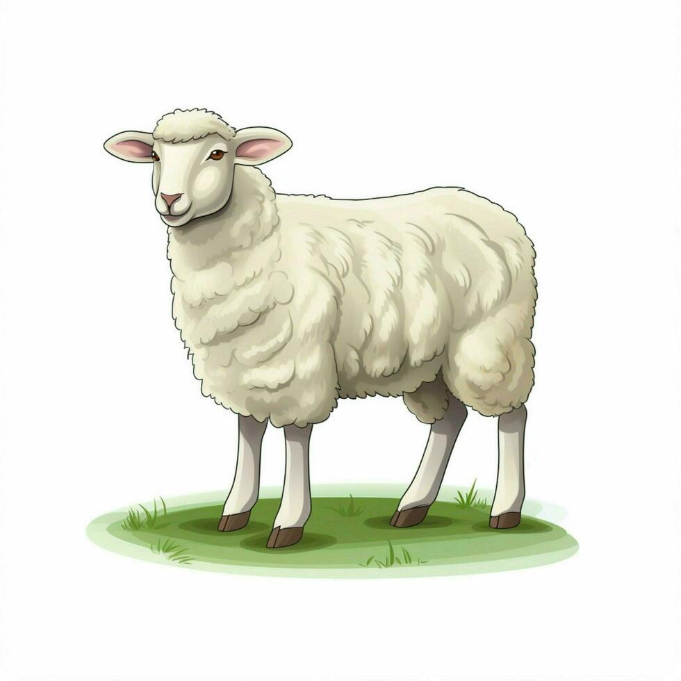 schapen 2d tekenfilm vector illustratie Aan wit achtergrond h foto