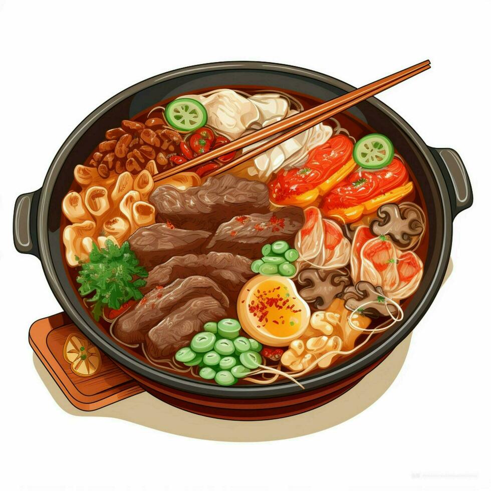 sukiyaki 2d vector illustratie tekenfilm in wit pagina foto