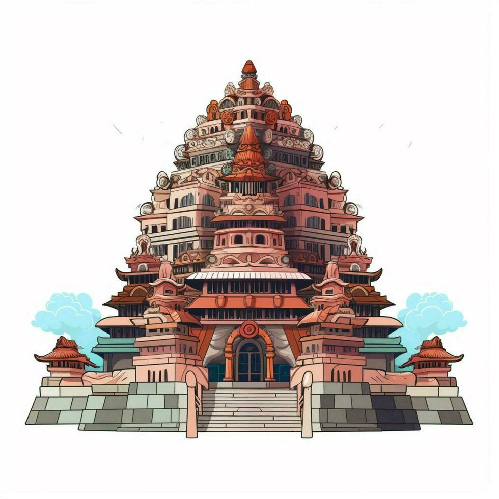 tempel 2d tekenfilm vector illustratie Aan wit achtergrond foto