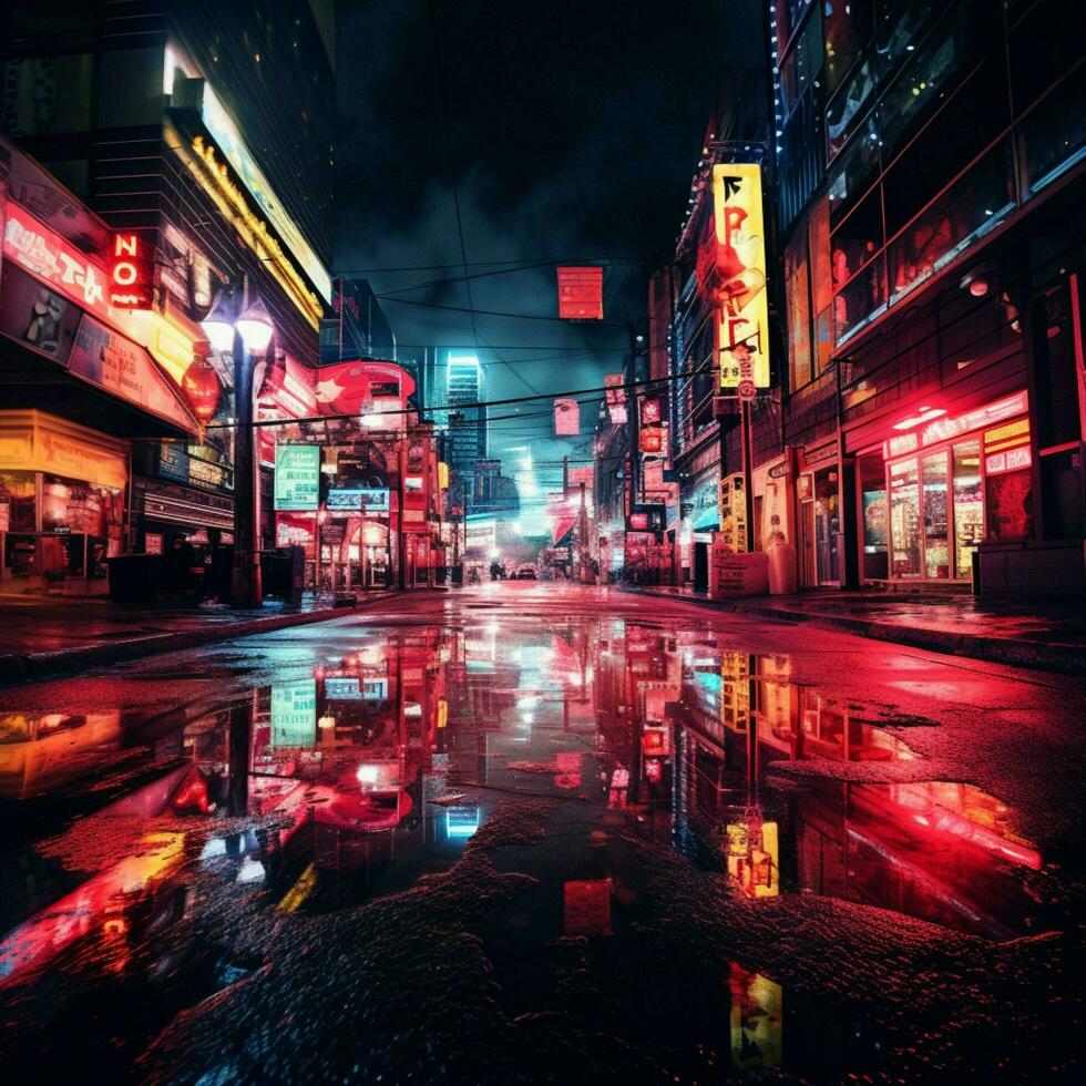 de neon symfonie van stedelijk nachtleven foto