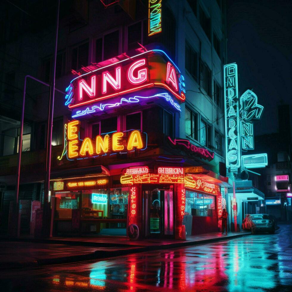 de levendig wereld van neons lichtgevend omhelzing foto
