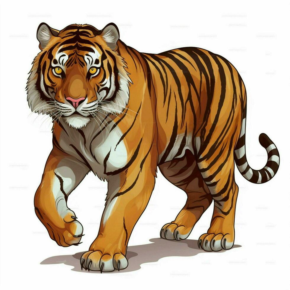 tijger 2d tekenfilm vector illustratie Aan wit achtergrond h foto