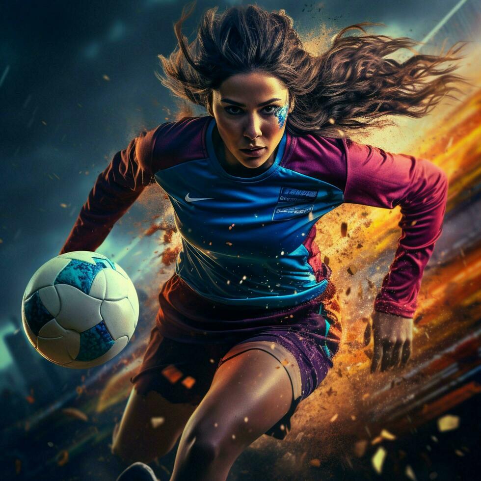 vrouw voetbal hoog kwaliteit 4k hdr foto