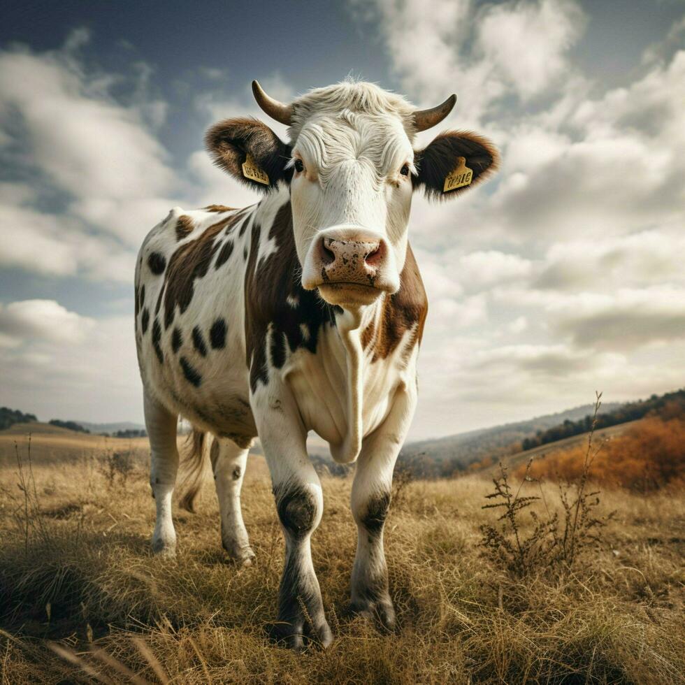 foto van koe vol schot hoog kwaliteit hdr 16k ultra hd wild